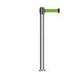 Montour Line Stanchion Belt Barrier Fixed Base Pol.Steel Post 7.5ftOlive Belt MX630F-PS-OL-75